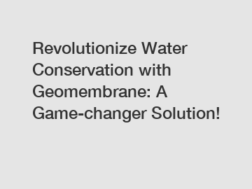 Revolutionize Water Conservation with Geomembrane: A Game-changer Solution!