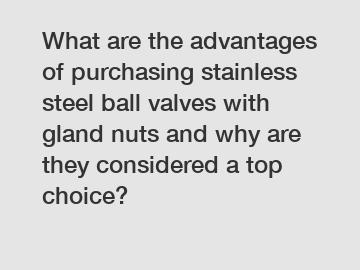 What are the advantages of purchasing stainless steel ball valves with gland nuts and why are they considered a top choice?