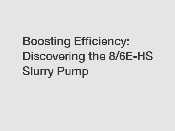 Boosting Efficiency: Discovering the 8/6E-HS Slurry Pump