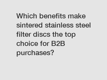 Which benefits make sintered stainless steel filter discs the top choice for B2B purchases?